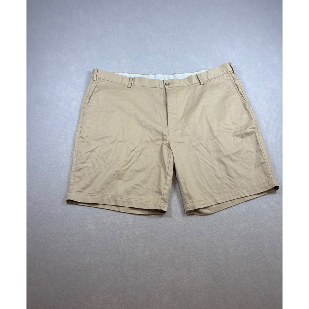 Peter Millar Mens Khaki Tan Chino Shorts Size 44 Flat Front Cotton Blend Golf